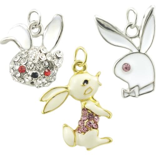 JINGLANG Charms Rabbit Antique Silver Bronze Plated Pendants Making DIY Handmade Tibetan Finding Animal Jewelry 30 Pcs