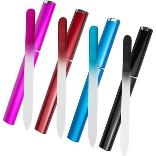 4 Pack Glass Nail File, Crystal Nail Files with Case, Double Sided Finger Nail Files, Professional Manicure Nail Care