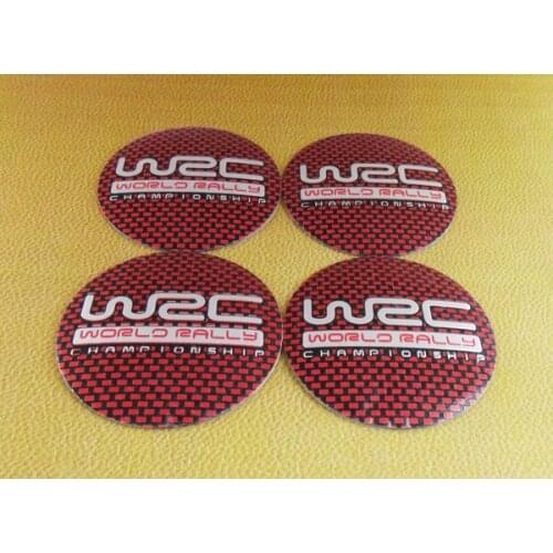 4 x Carbon fiber Red WRC for car tuning 56mm Wheel Center Caps Hub Cover emblem Bedge