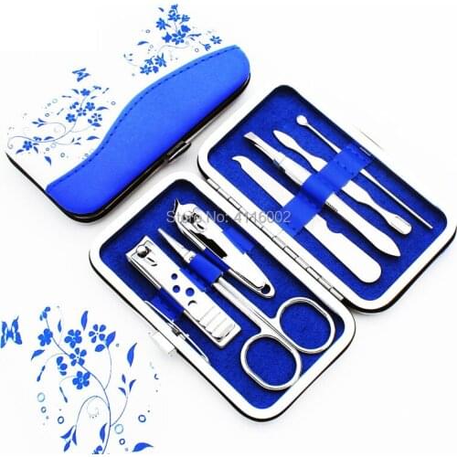 50Sets Fashion Chinese Style Blue White Porcelain Manicure Set Tools Nail Clipper Kit Wedding Party Favor Gifts
