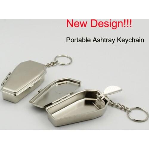 Car Creative Ashtray Ash Coffins Tabut Shape Portable Ashtray Metal Keychain With Button