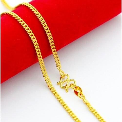 24K Pure Gold Color Link Chain Fashion Men Women Hiphop Rap JewelryHigh Quality Yellow Gold Color Necklace Luxury Party Jewelry