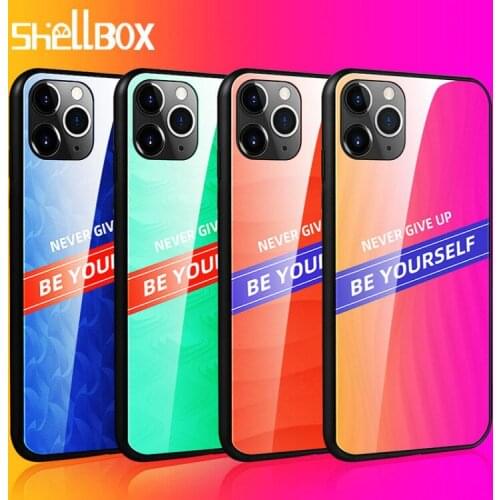 Tempered Glass Phone Cases For iPhone 11 Pro MAX Fashion Gradual Letter Pattern Glass Case for iPhone 11 Pro Max phone coque