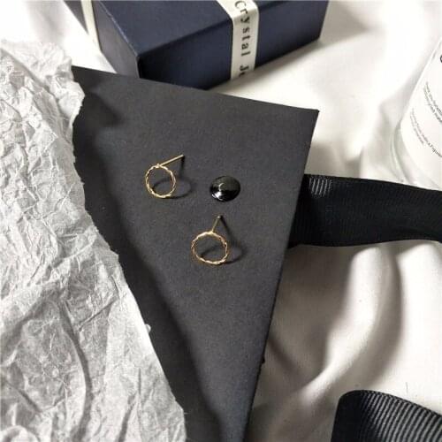 DAVINI Vintage Small Circle Stud Earrings Gold Sliver Color Metal Minimalist Earrings for Women Girl Ear Jewelry Gift MG82