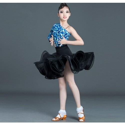 Children Latin dance costumes Girls professional competition costumes Children fluffy Latin dance skirts