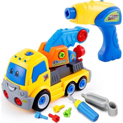 DIY screw nut engineering vehicle for children electric drill helicopter automobile jigsaw assembly and disassembly toy gifts