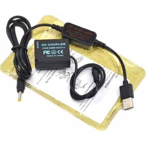 DMW-BLG10 BLE9 DCC11 dummy battery+power bank 5V usb cable for Panasonic Lumix DMC-GF6 GF5 GF3K GX7 S6 S6K GX80 GX85 cameras