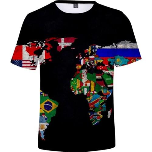 WORLD MAP 3D T-shirt Men Women Short Sleeve Print WORLD MAP T shirts 3D Summer Tee shirt comfortable Fashion blackTops XXS-4XL