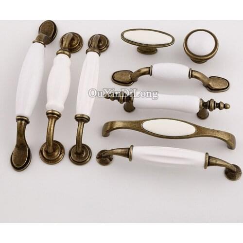 Ceramic 10PCS European Vintage Kitchen Door Furniture Handles Cupboard Drawer Wardrobe Cabinet Pulls Handles and Knobs