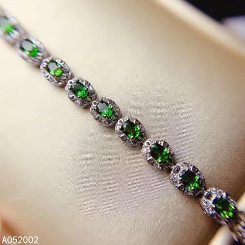 KJJEAXCMY fine jewelry natural Diopside 925 sterling silver new women gemstone hand bracelet support test trendy