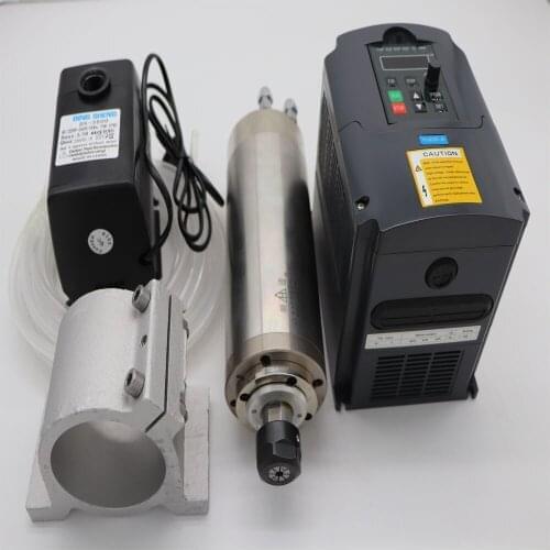 2.2KW 220V water cooling spindle kit cnc milling spindle motor + 2.2KW VFD inverter+spindle support+water pump + water pipe