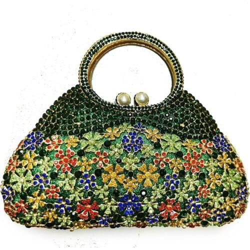 Blue Rhinestone Yellow Crystal clutch Purse Women’s Chain Mini Minaudiere Fashion Lady Evening Shoulder Handbag Banquet Clutches