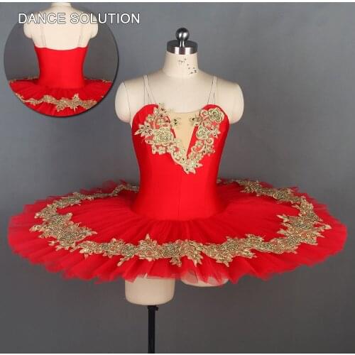 Red Spandex Bodice Pre-professional Pancake Tutu for Woman & Children Ballerina Stage Solo Costumes Ballet Dance Dress BLL109