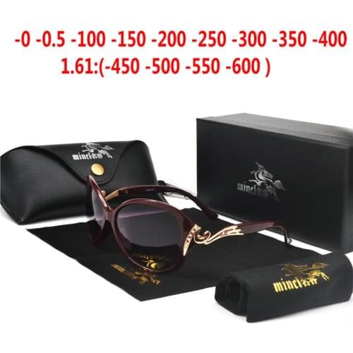 2019 prescription Myopia Polarized round Sunglasses Women 0 to -600 Minus Degree Optical polarized Sun Glasses Male UV400 NX