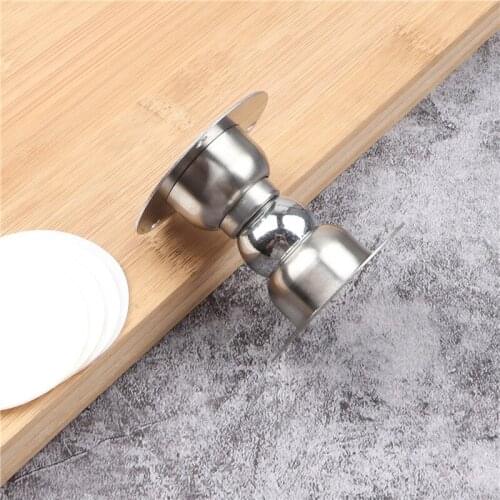 Stainless Steel Sliver Magnetic Door Stopper Holder Noiseless Door Catch Holder Magnetic Suction Home Hardware Bedroom Bathroom