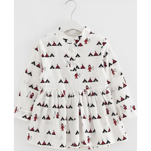 New spring children fashion dress clothing 2019 Kids long sleeve cartoon print cotton dress for Girls 3-8 years