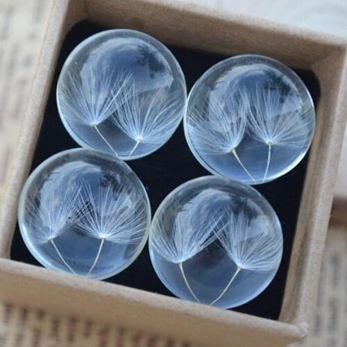 Handmade Dandelion Dried Flower Necklace for Women Plant Specimen Glass Ball Pendant Female Retro Transparent Clavicle Chain