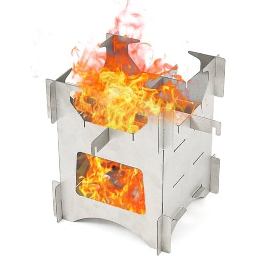 Stove Stainless Steel Wood Stove Lightweight Folding Camping Stove for Cooking Hiking Backpacking Fishing Picnic