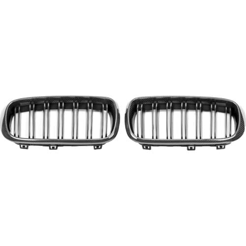 Real Carbon Fiber Front Bumper Dual Line Kidney Grill Grille for-BMW F15 X5 / F85 X5M / F16 X6 / F86 X6M 2014
