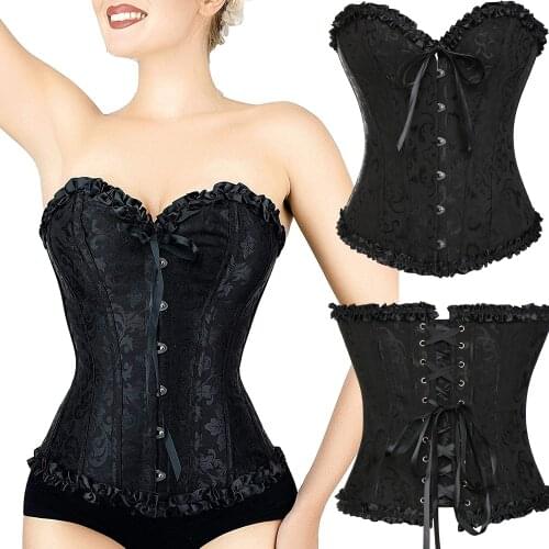 Sexy Women Lace Up Corset Bustier Top Corset Boned Waist Trainer Body Shaping Slimming Clothing Plus Size Underwear Shapewear