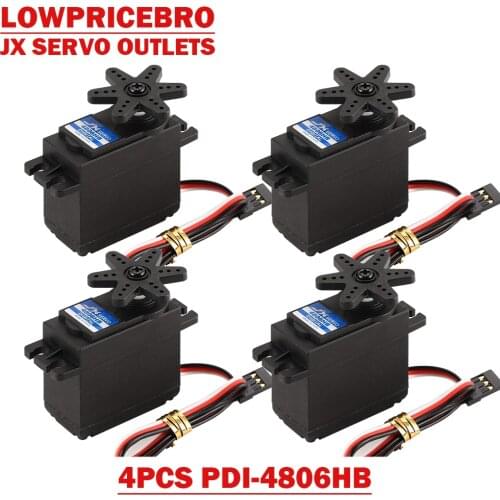 4pcs/set JX PDI-4806HB 6.21kg Plastic Gear Digital Servo Motor for 1/10 1/8 RC Car Boat Fixed Wing Truck Buggy Helicopter
