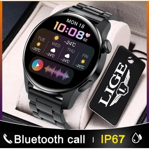 LIGE 2021 New Bluetooth Call Smart Watch Men Full Touch Screen Sports Fitness Watch Bluetooth For Android iOS Fashion Smartwatch