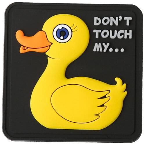DON'T TOUCH MY 3D PVC Big Yellow Duck Tactical Patch Square Rubber Badges Cute Animal Velcro For Clothes Backpack Applique Decor