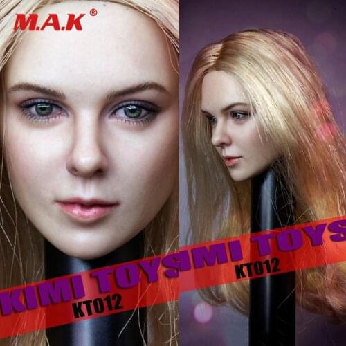 In Stock 1/6 KIMI KT012 European Beauty Girl Head Sculpt Black Widow Carved With Long Blonde Hair Model for 12'' Body