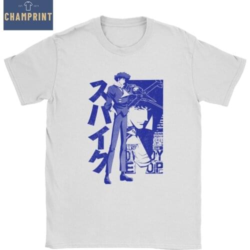 The Real Folk Blues Cowboy Bebop Spike Spiegel T-Shirts for Men Anime Pure Cotton Tee Shirt Short Sleeve T Shirt Unique Clothing