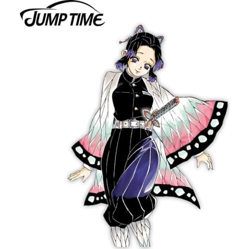 Jump Time 13 x 6.8cm For Demon Slayer Shinobu Kocho Manga Anime Car Stickers Bumper Windows Decal Occlusion Scratch Decoration