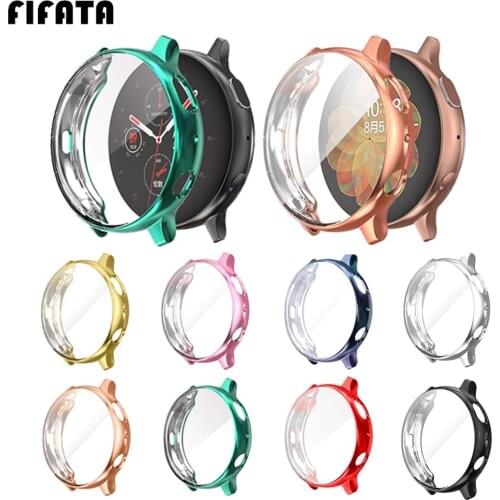 FIFATA Plating Case For Samsung Galaxy Watch Active 2 44mm 40mm Screen Protective Cover TPU Silicone Shell Watch Protector Frame