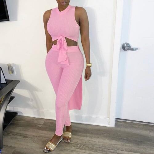 2021 Ins Internet Celebrity Famous 2 pcs Women Set Solid O-neck Lace Long Tops and Long Pants Casual Elastic Outfits