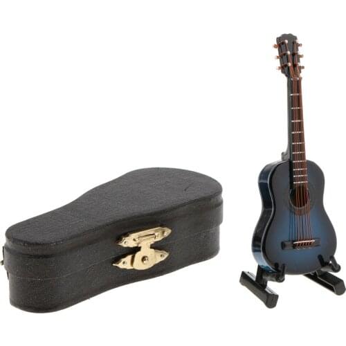 1:12 Acoustic Guitar in Case Music Instrument Dollhouse Musical Room Accessory Doll House Living Room Decor