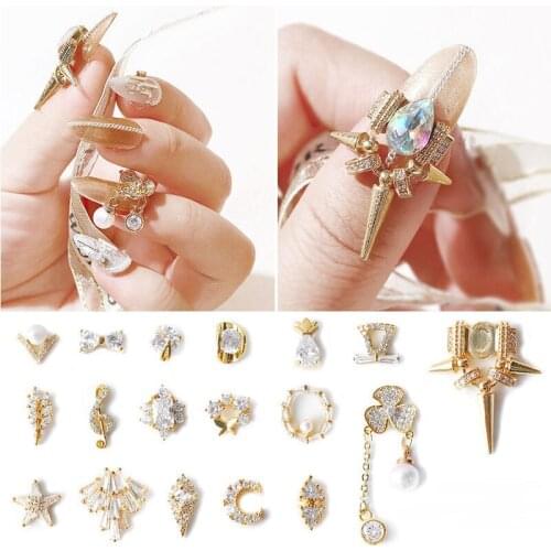 1pcs DIY Diamond Pearl Alloy Zircon Nail Art Decoration Rhinestone 24 Style Star Moon Nails Jewelry Charms Nails Accessories