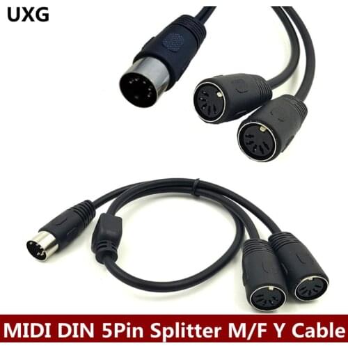 50cm MIDI DIN 5Pin Splitter Y Adapter Cable, MIDI 5 Pin Male to dual 2 x DIN-5 Female Extension Audio Cable, MIDI keyboard