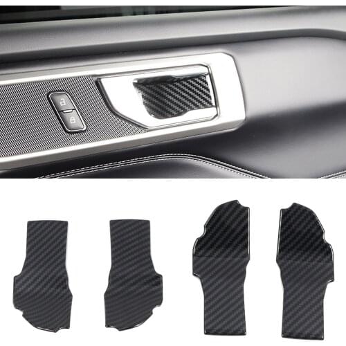 Car Styling 4PCS ABS Carbon Fiber Interior Car Door Handle Bowls Stickers Cover Trim for Ford Explorer 2020 2021 accessories