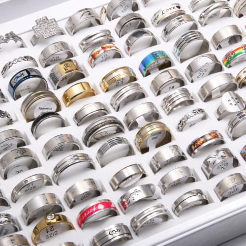 Big promotion! 20 pcs Metal ring charms jewelry stainless steel Diverse styles models trendy gift for boyfriend or girlfriend