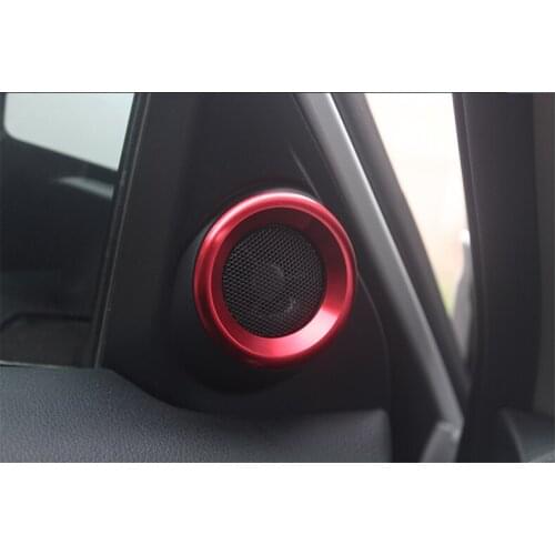 2pcs Car Loudspeaker Circle Trim Audio Speaker Cover Trim Decorative Ring Fit for Honda Civic 10th Aluminum Alloy Red
