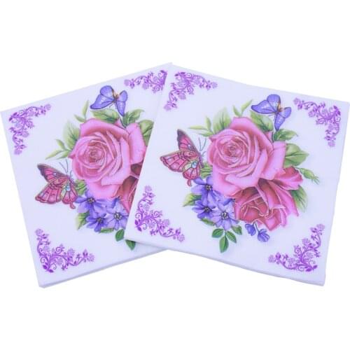 20Napkins/Lot Flowers Camellia Decoupage Paper Elegant Tissue Vintage Towel Servilleta Birthday Wedding Party Decoration 33*33cm