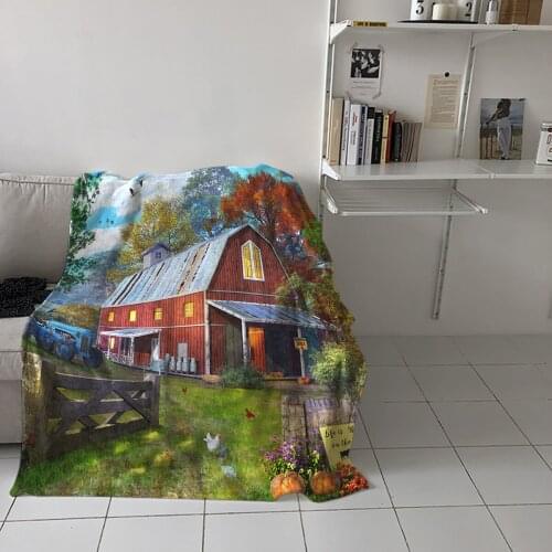 Home Soft Blankets Farm Barn Woods Chicken Adult Children Bedroom Bed Sofa Throw Blankets Office Warm Air Conditioning Quilt