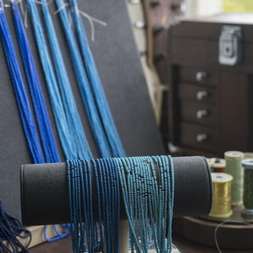 French style embroidery beading material Czech imported 2mm rice beads porcelain beads blue series 50cm a string