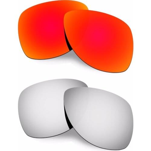 HKUCO For Oakley Dispatch 2 Sunglasses Polarized Replacement Lenses Red/Silver 2 Pairs 100% UVA & UVB