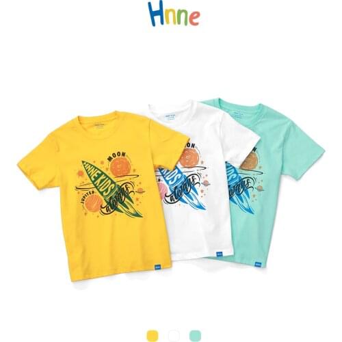 Hnne 2021 Summer New 100% Cotton T-shirt Children Breathable Pattern Print Unisex Boys Girls Tops Plus Size Tees HJ150961