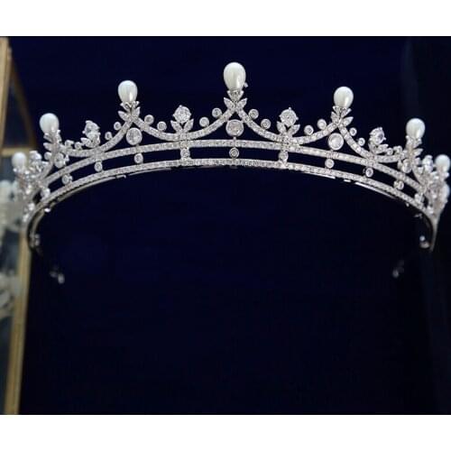 Exquisite Crystal Brides Hair Accessories Bridal Headdress Pearl Headpieces Wedding Crown