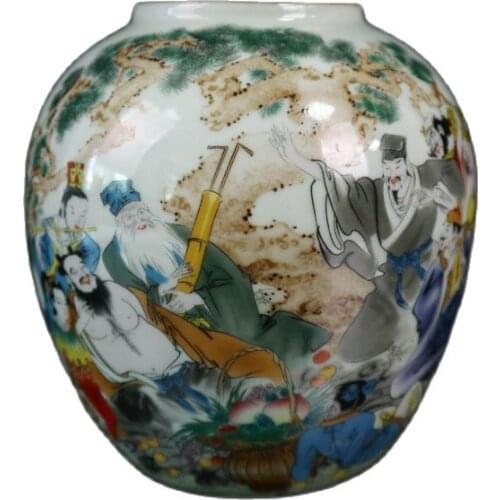 Chinese Old Porcelain Pastel Jar With Figure Painting Jar Pattern Storage Tank