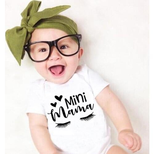 Mamas Mini Funny Newborn Baby Bodysuit Cotton Summer Boys Girls Rompers Onesies Short Sleeve Jumpsuit Outfits Sunsuit Clothes