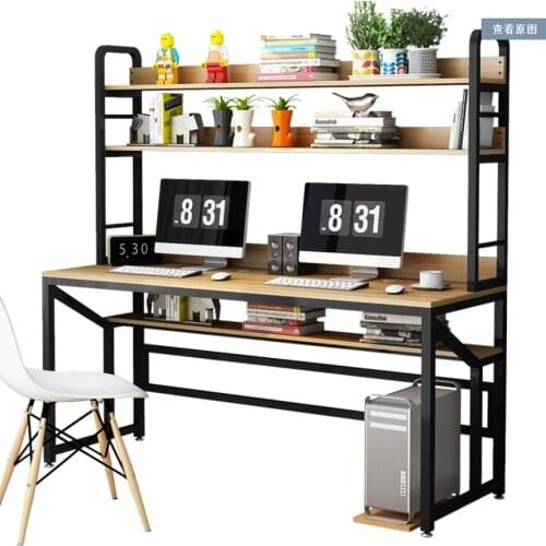 Computer desk desktop home desk bookshelf combination student simple double desk study desk bedroom writing desk