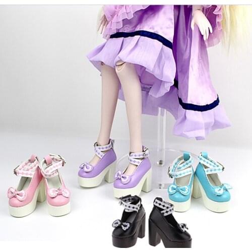 1pair 7.8cm Thick Heels Leather Shoes for 60cm Ball Jointed Girl Doll Ankle Belt for 1/3 BJD Doll Girl Toys Costume Accessory