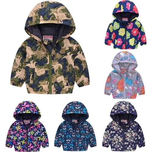 Spring Autumn Children Jackets New 2Y 6Y Cartoon Print Baby Boys Girls Outerwear Coats Casual Hooded Jackets For Boys Girls