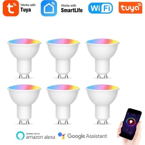 1-10pcs GU10 WiFi RGB+CW Light Bulb For Tuya Smart Life APP Wireless Control Spotlight Automation Work With Alexa Google Home